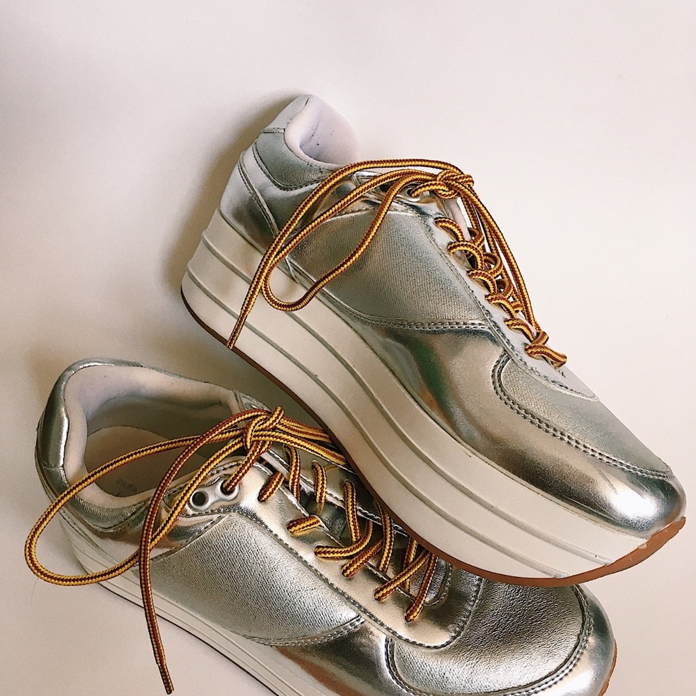 Zara Metallic Platform Sneakers